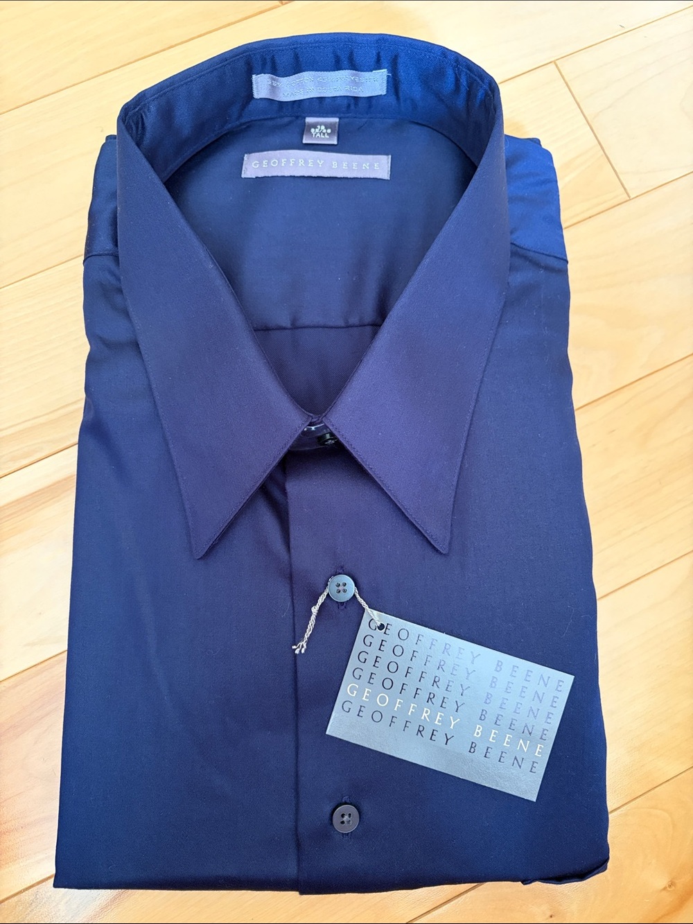 Geoffrey Beene Men's Navy Blue Dress Shirt - Classic Point Collar